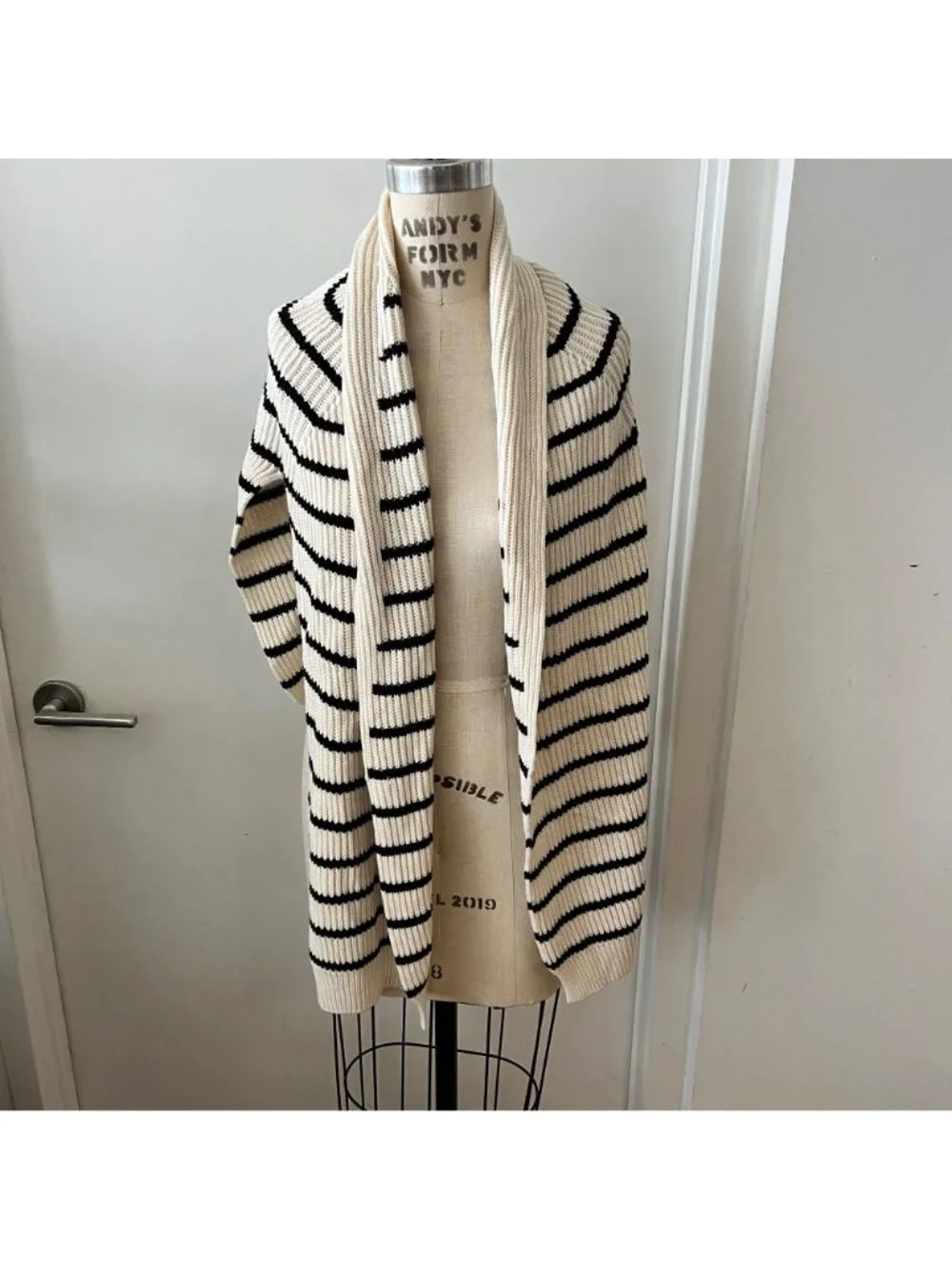 FREE PEOPLE University Stripe Sweater Scarf in Cream and Black One Size